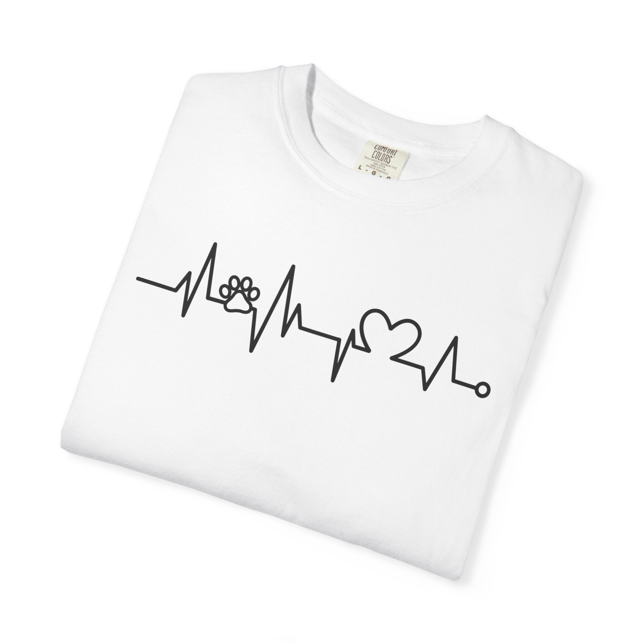 Heartbeat Dog Lover T-Shirt – Cute Paw & Love Line Graphic Tee | Gift for Dog Moms & Pet Lovers