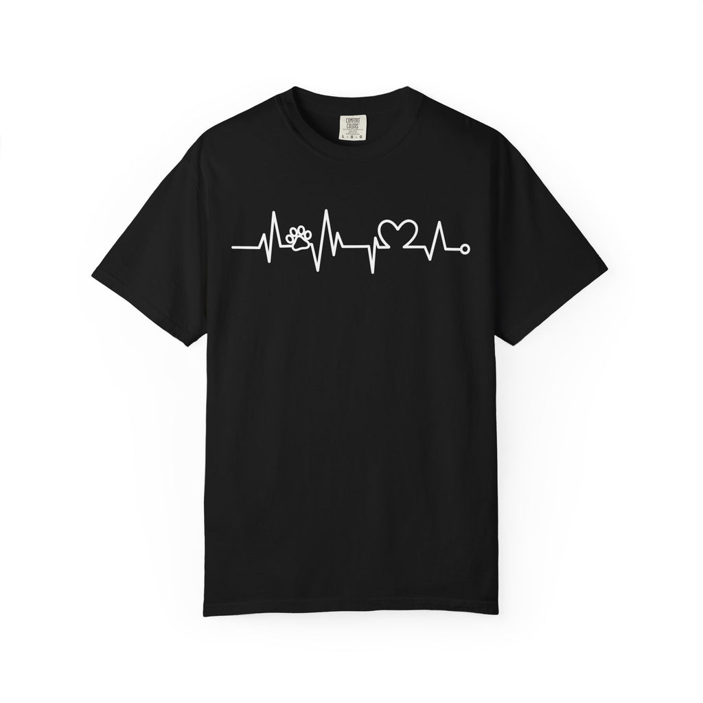 Heartbeat Dog Lover T-Shirt – Cute Paw & Love Line Graphic Tee | Gift for Dog Moms & Pet Lovers